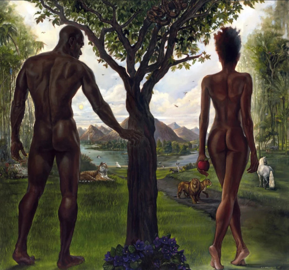 Adam And Eve Giclee On Canvas Hand Embelished Limited Edition By Kevin Williams