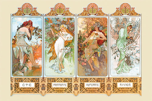 The Four Seasons, 1896 By Alphonse Mucha