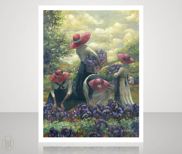 PURPLE CABBAGE AND RED HATS PAPER
