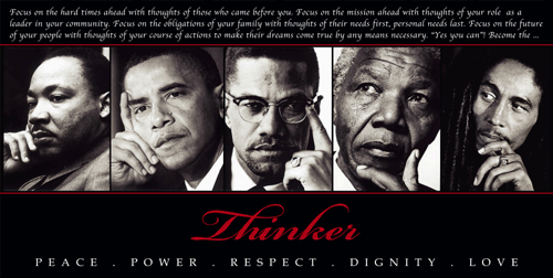 Thinker (Quintet): Peace, Power, Respect, Dignity, Love Print